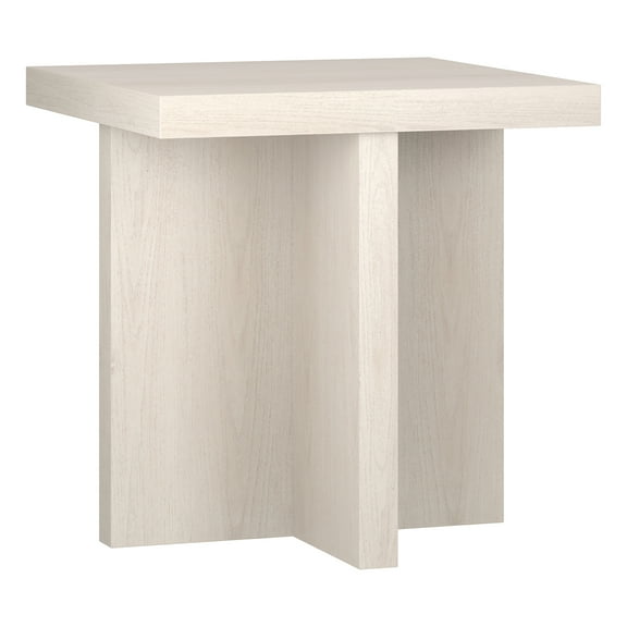 Evelyn&Zoe Elna Indoor Scandinavian Adjustable Fiberboard Square End Table, Alder White