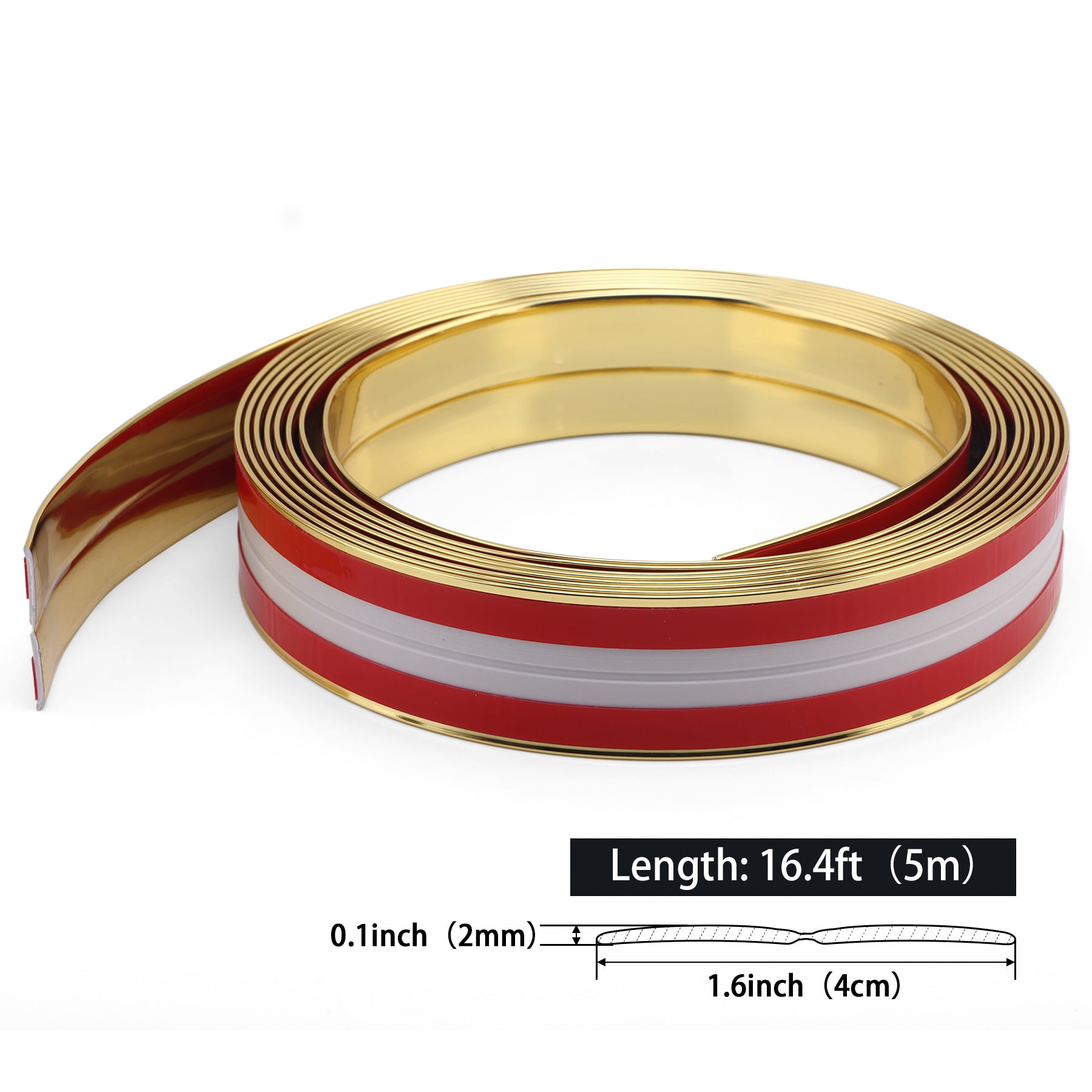 Multifunctional Wall Molding Trim & Corner Guards & Caulk Strip, Apply in Table Edge Door Frame Baseboard for Protection and Decoration, Shiny Gold, 16.4ft x 1.6in