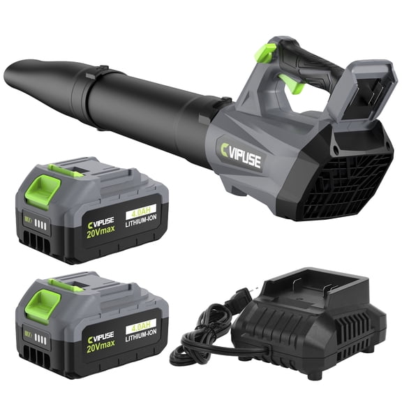 Vipuse Cordless Stepless Speed 600CFM 160MPH Leaf Blower with Two 4.0Ah Batteries and Charger, 20V Electric Tool for Patio Cleaning/Lawn Care/Blowing Leaves/Dust