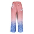 thumbnail image 3 of JUSLIO Linen Pants Women Comfortable Pockets Linen Casual Straight Leg Pants Blue L, 3 of 5