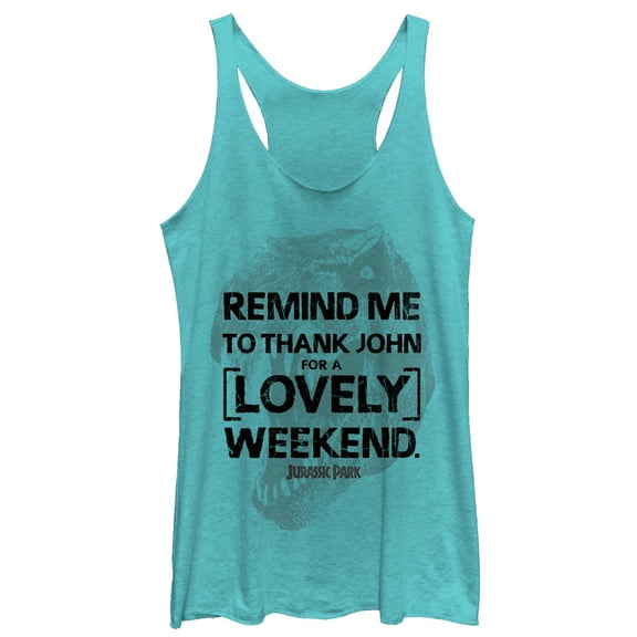 Women's Jurassic Park Lovely Weekend Racerback Tank Top Tahiti Blue X Large