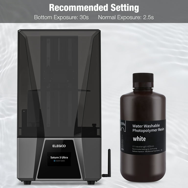 ELEGOO Water Washable 3D Printer Resin, Rapid LCD Resin 405nm UV