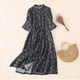 thumbnail image 1 of Puntoco Vestido De Manga Corta Con Cuello En V, Camisa Floral Para Mujer, Vestido Con Cinturón Y Botones De Manga Media, Negro 3Xl, 1 of 6