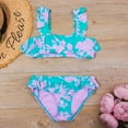 thumbnail image 2 of Toddler Girl Kids Swimsuit Tropical Flower Print Beach Siamese Split Ruffle Suit, 2 of 9