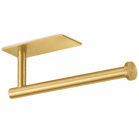 PLERISE Under Cabinet Paper Towel Holder, Adhesive Wall Mounted, SUS304 Stainless Steel, Gold, for Kitchen and Bathroom