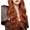 Dirty Orange, variant on Jademall 26 Inch Long Body Wave Wig with Bangs, Synthetic Dirty Orange Curly Hair, Fluffy Full Head Wig for Daily, Party & Dance Use