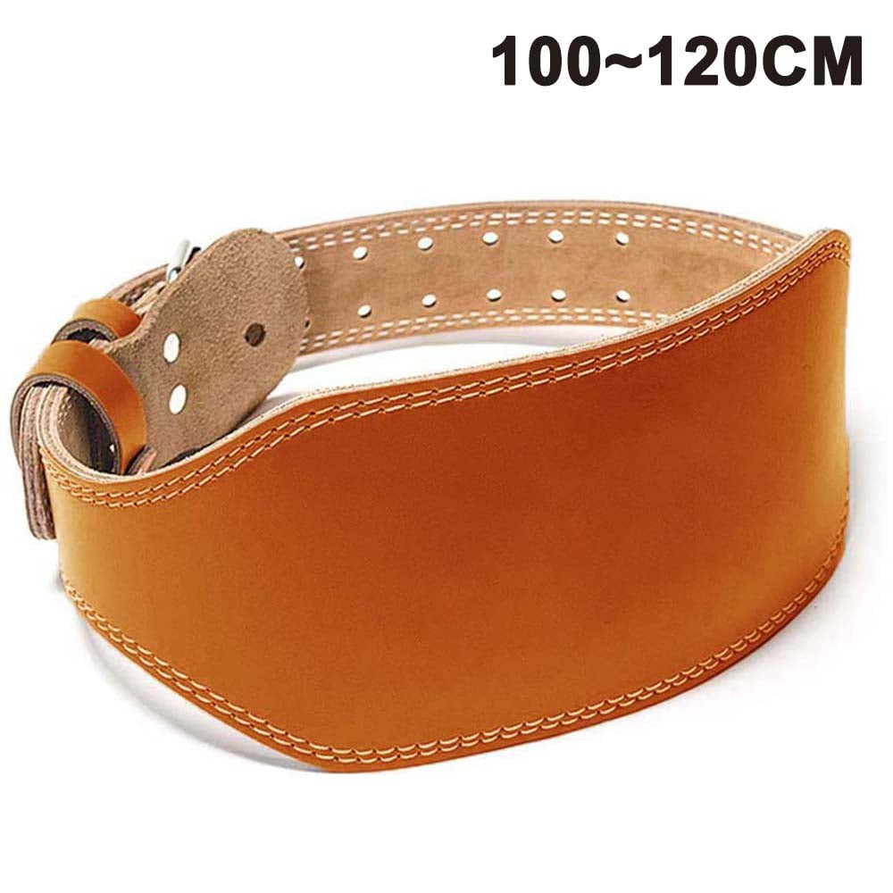 Leather Weight Lifting Belt for Men and Women Durable Comfortable and Adjustable with Buckle Stabilizing Lower Back Support for Weightlifting L brown
