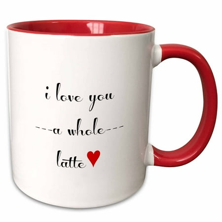 - 3dRose I love you a whole latte - Two Tone Red Mug, 11-ounce