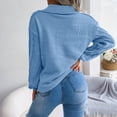 thumbnail image 4 of Suéter de punto para mujer, cuello de solapa, mangas largas de linterna, jersey de punto informal, Top para otoño, 4 of 6