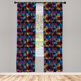 thumbnail image 3 of Ambesonne Geometric Curtains, 3D Cube Stripes Style, Pair of 28"x84", Multicolor, 3 of 5