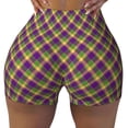 thumbnail image 2 of Lsque Mardi Gras Plaid Pattern High Waisted Biker Shorts for Women-Tummy Control Fitness Athletic Workout Running Yoga Gym Shorts,Moisture-Wicking-XX-Large, 2 of 9