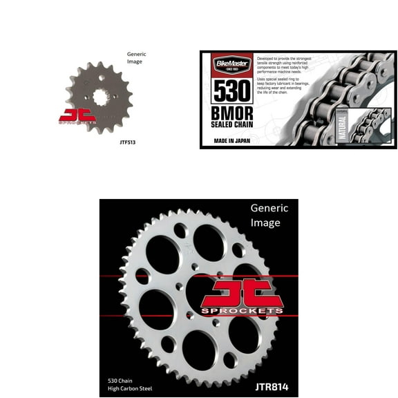 BIKEMASTER 530 BMOR Sealed Chain Natural, JT Front & Rear Sprocket Kit for Street SUZUKI GS550E (Spoke wheel) 1980