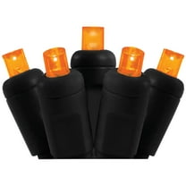 DLIG LED Wide Angle Christmas String Lights - Orange - 25.17 ft Black Wire - 50ct