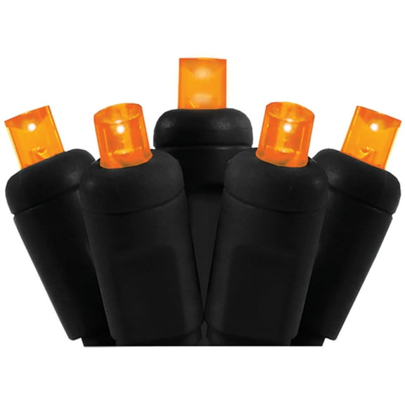 DLIG LED Wide Angle Christmas String Lights - Orange - 25.17 ft Black Wire - 50ct