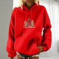 thumbnail image 2 of HAiming Women's Pullover Sweatshirts Christmas Printed Drawstring Long Sleeve Casual Loose Hoodie Tops with Pocket, 2 of 5