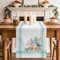 thumbnail image 4 of Aqua Coastal Cotton Linen Table Runner for Dining Kitchen, Nautical Seashells Coral Leaves Stripes Wedding Outdoor Party Tablerunners Decoration, Dresser Scarf Coffee Tablecloth Runners 13x70 Inches, 4 of 9