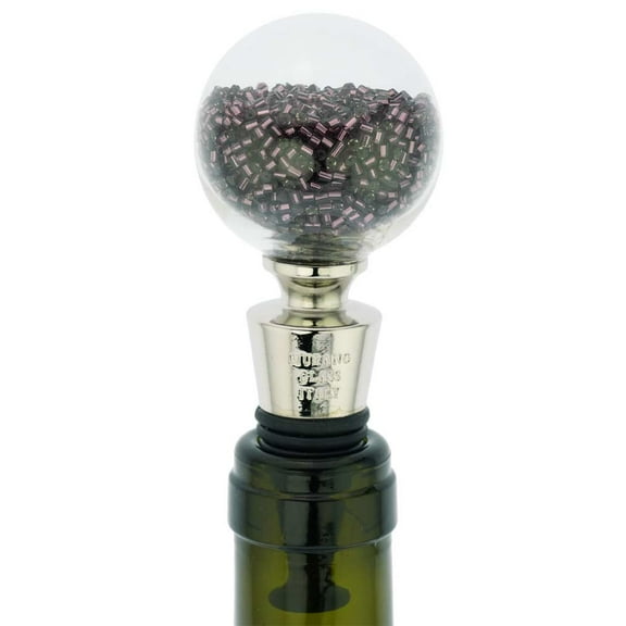 GlassOfVenice Murano Glass Sparkly Beads Bottle Stopper - Purple