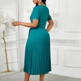 thumbnail image 3 of AURA Plus Size Summer V Neck Pleated A Line Dress High Waist Elegant Midi Party Dress XL XXXL, 3 of 10