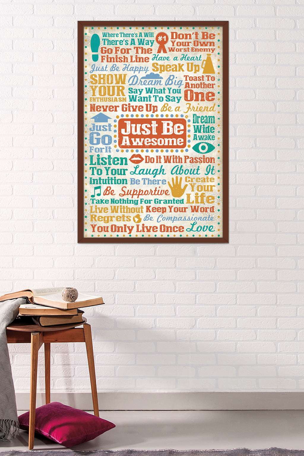 Just Be Awesome Wall Poster, 22.375" x 34", Framed