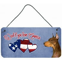 Carolines Treasures SS4980DS612 Woof if you love America Doberman Wall or Door Hanging Prints 6HX12W multicolor