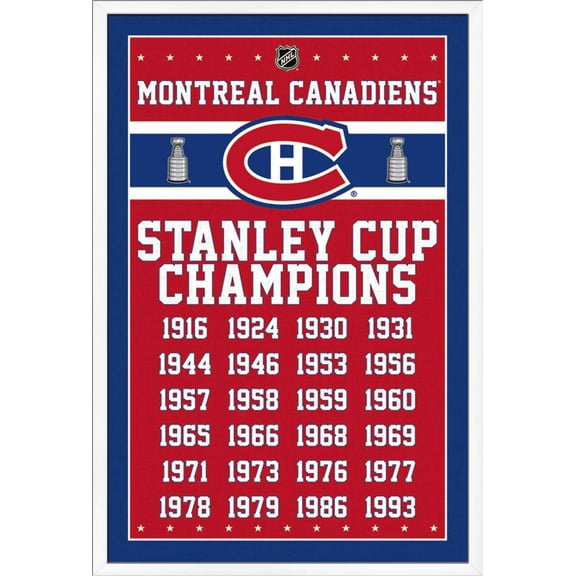 NHL Montreal Canadiens Champions 13 Wall Poster, 22.375" x 34", Framed