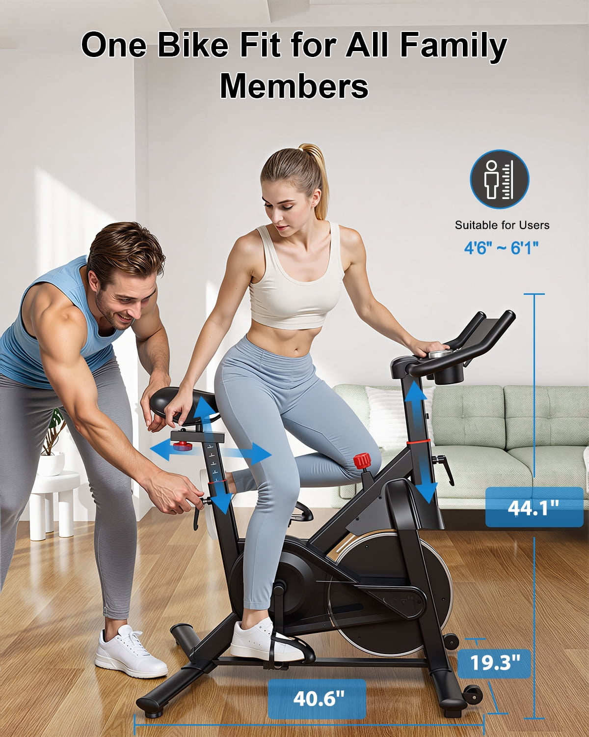 Superun Exercise Bike, Stationary Bikes for Home with Brake Pad, Low Noise  Bike with 300LBS Weight Capacity, Indoor Cycling for Home Gym with Pad Mount LCD Monitor and Cup Holder