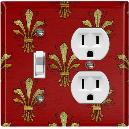 

Metal Light Switch Plate Cover Elegant Burgundy Wall Sconce Damask DAM076