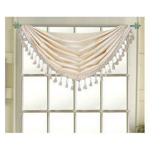 Editex Home Textiles Elaine Grommets Waterfall Valance, 36 by 37-Inch, Beige