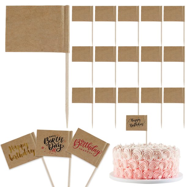 Willstar 100pcs Blank Toothpick Flags Mini Flag Toothpicks DIY Food Labels Flags with Wooden Sticks Flags Labeling Markers Dinner Flags Cocktail ...