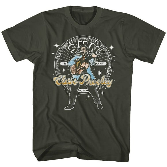 Elvis Presley Sun Records Circle And Sparkles Smoke Adult T-Shirt