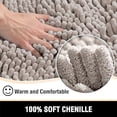 thumbnail image 2 of PrimeBeau 3 Piece Shaggy Chenille Non-Slip Absorbent Bath Mat Set, Khaki (17" x 24", 20" x 32", 20" x 24" U), 2 of 5