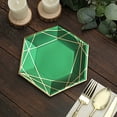 thumbnail image 5 of Balsa Circle 25 Hunter Emerald Green 7" Hexagon Disposable Salad Paper Plates Gold Trim Wedding Party, 5 of 8