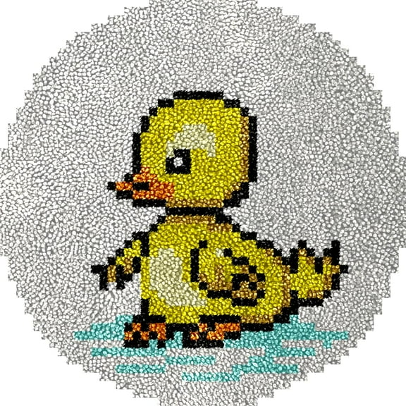 Little Cute Duck Latch Hook kits Mini Rug DIY Handmade Crochet Yarn Needlework Hook and Latch Kit Printed Canvas Carpet Cushion Cover Home Christmas Decoration 30x30cm(3)