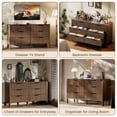 thumbnail image 4 of Fluted 6 Drawer Dresser for Bedroom 55" Wide Wooden Dresser TV Stand Modern Storage Organizer for Living Room, Hallway, Walnut, 4 of 12