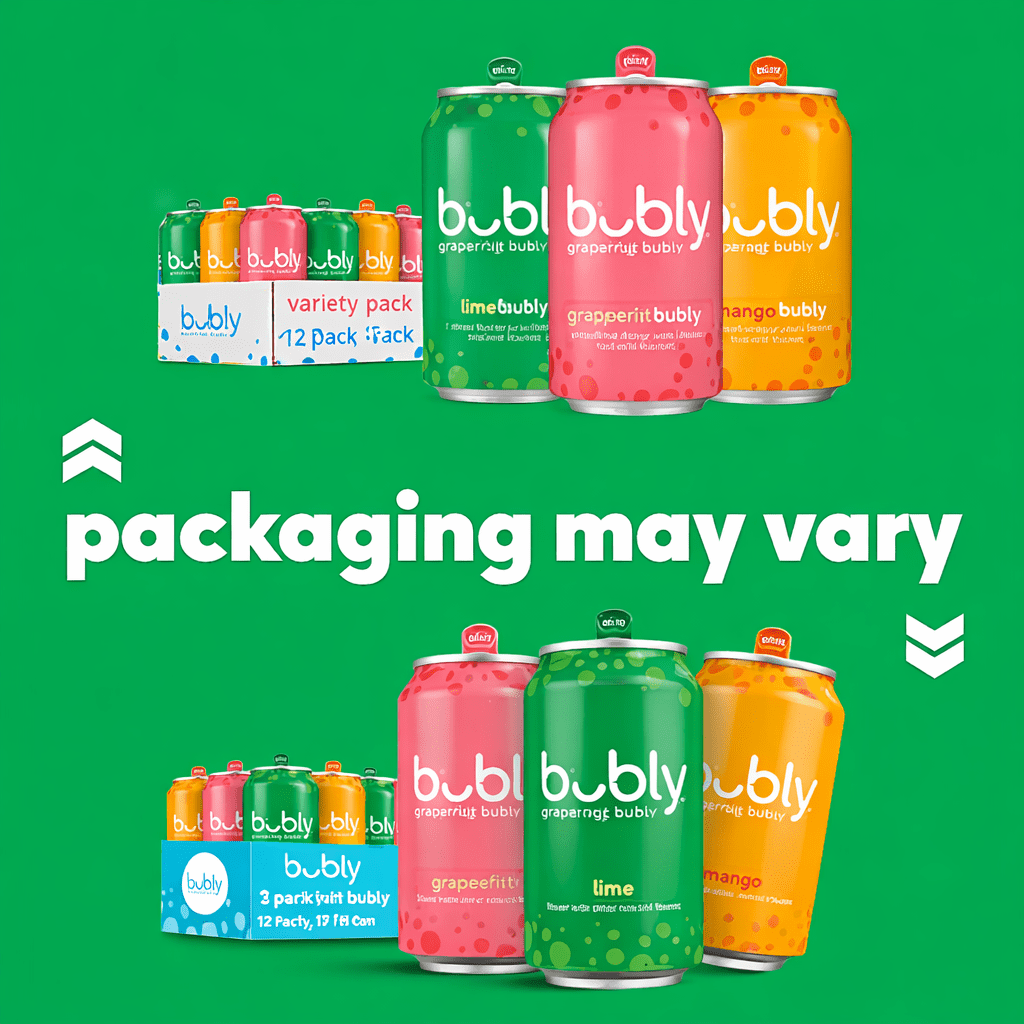 bubly Sparkling Water, Tropical Thrill 3 Flavor Variety Pack (Lime, Grapefruit, Mango), Zero Sugar & Zero Calories, Seltzer Water, 12 Fl Oz Cans (Pack of 12)