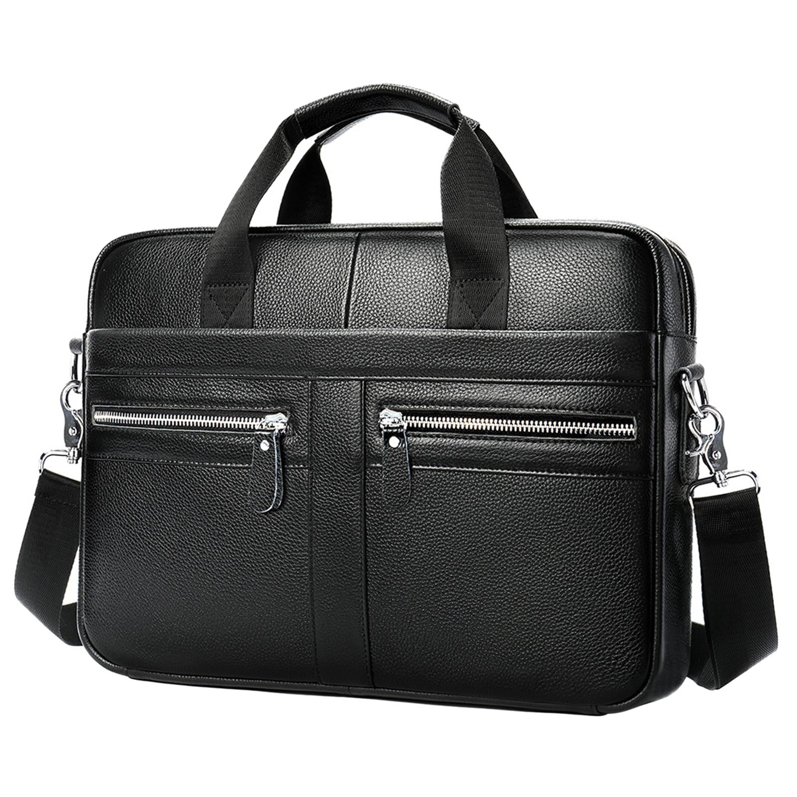 15 Laptop Bag Office Leather Briefcase Shoulder Mens Business Bag Black ...