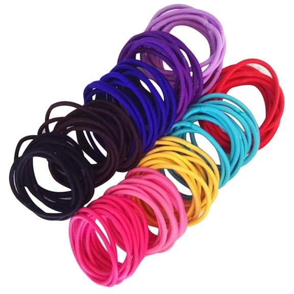 Goilinor 50pcs Nylon Rubber Bands High Elasticity Ponytail Holder Hair Ties Rope for Adults Kids (Mixed Colors)