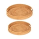 thumbnail image 4 of 2 bandejas redondas de ratán para servir, bandeja decorativa de mimbre otomana con asas, bandeja decorativa de canasta tejida para alimentos y bebidas, 4 of 9