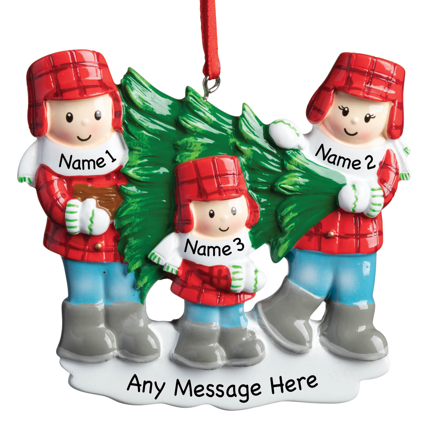 Tree Lot Family of Three Personalized Ornament