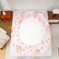 thumbnail image 6 of Homewish Cute Pink Strawberry Twin Sheet Sets for Girl, Kawaii Blossoms Flower Floral Twin Fitted Sheet, Plant Botanical Flat Sheet, Breathable Home Decor, 3-Piece, 6 of 8
