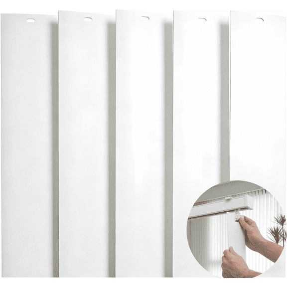 82.5" x 3.5"Vertical Blind Replacement Slats, (White 5 Pack)Heavy Duty PVC Smooth Curved for Sliding Glass Door Patio Door Window