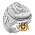 thumbnail image 3 of 3D LOOK Real Genuine 1.50 Cwt. Moissanite Jesus Christ Holy Cross Ring Band 24mm, 3 of 5