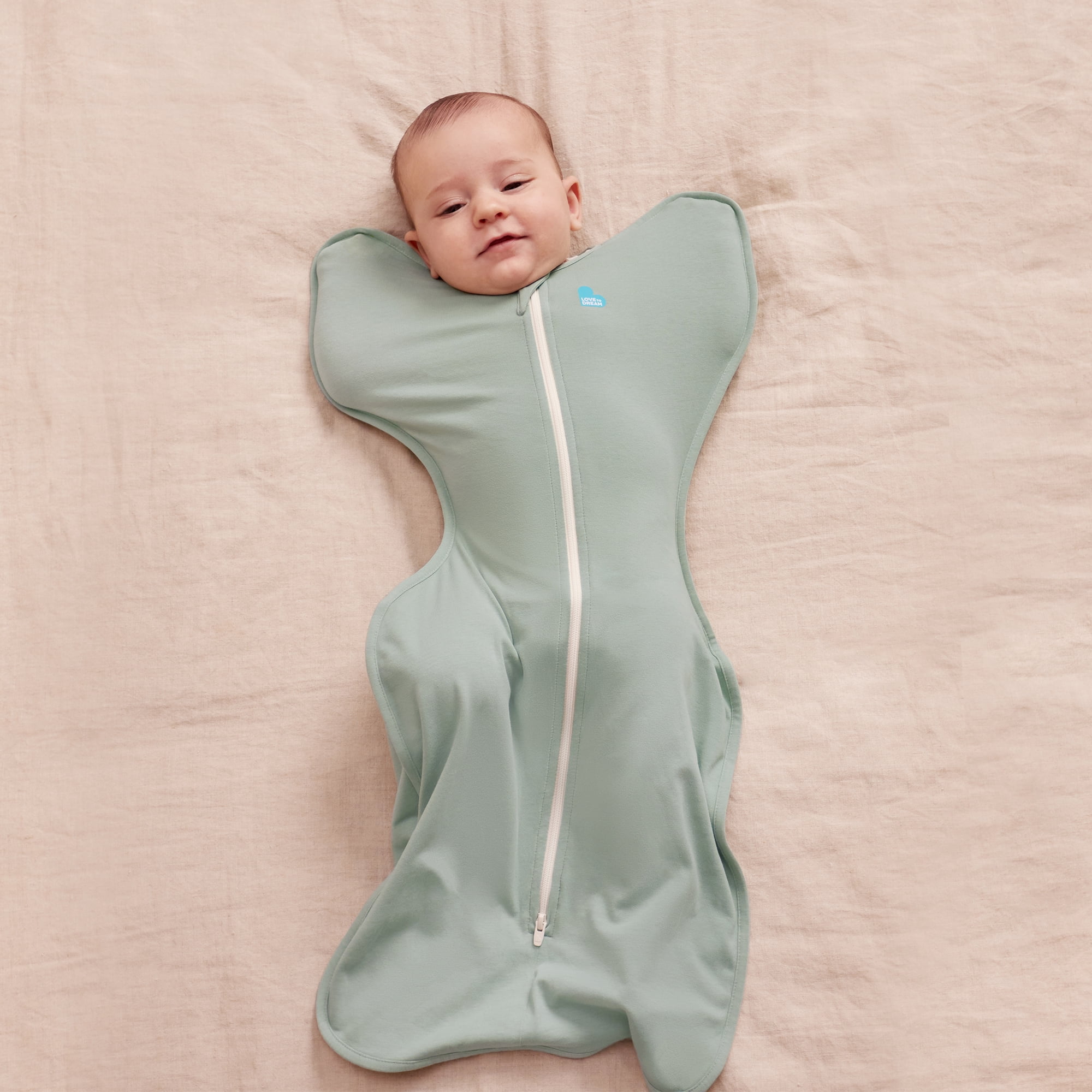 Love to Dream Swaddle Up Baby Sleep Sack, Arms Up Design, Sleep Nearly 2x Longer, Twin Zipper, Cotton, Newborn 5-8.5 lbs, Olive