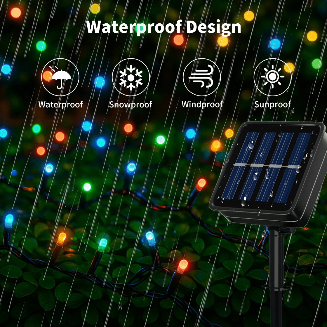 4 Pack Solar String Lights Outdoor Waterproof, 480 LED Multicolor with 8 Modes and Adjustable Solar Panel for Garden Patio