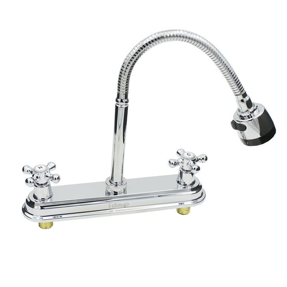Llave Mezcladora Agua Fregadero O Tarja De Cocina Idrop Cromado 2 Funciones Manerales Cruz
