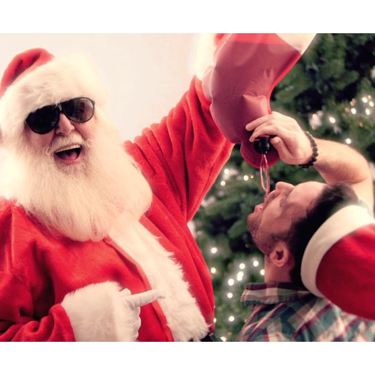 Santa's Stocking Flask: Yuletide drink dispenser with clip.