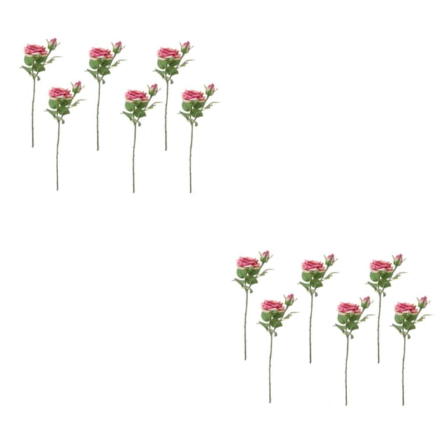 Inteprter 6 piezas de flores artificiales decorativas de rama de flores falsas Rosa roja 2Conjunto