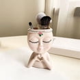 thumbnail image 3 of Face Planter Pot With Heart Hands, Unique Resin Head Planter For Indoor Plants, Cute S-ucculent Pots With Drainage Hole, Decorative Makeup Brush Holder For Vanity, For Women, 3 of 6