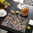 thumbnail image 3 of Artistic Boho Paisley Placemats Set of 6, Flax Durable Linen Heat Resistant Wrinkle Free with Colorful Vintage Floral and Mandala Geometric Patterns, 3 of 5