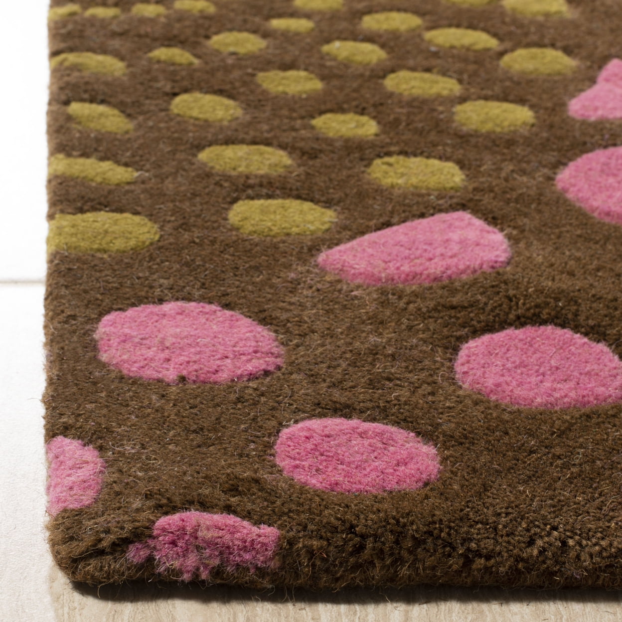 SAFAVIEH Soho Roden Polka Dots Wool Area Rug, Brown/Multi, 2' x 3'